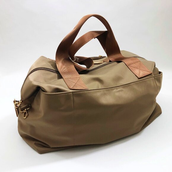 Jen and Co Taupe Weekender Nylon Bag with Trolley Sleeve 19 x 11 x 7 inches - Picture 2 of 11